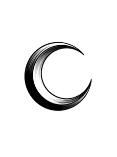 Black and grey illustrative moon tattoo design
