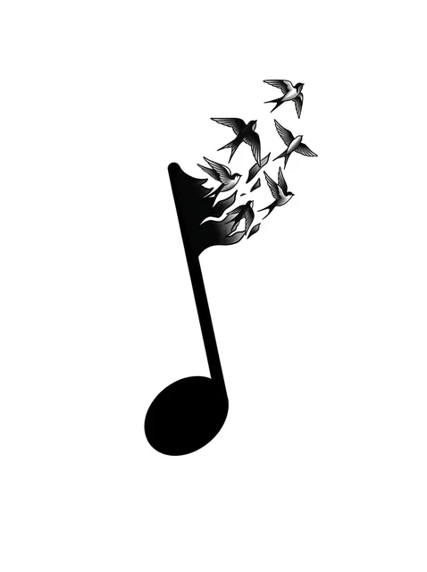 illustrative music note tattoo design
