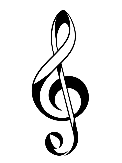 Black and white illustrative music note tattoo design