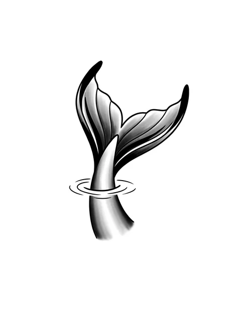 Black and grey illustrative ocean and mermaid tattoo design