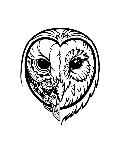 illustrative Owl tattoo design, black and grey