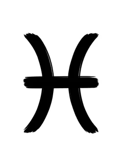 Black and grey illustrative pisces tattoo design: the Pisces zodiac symbol
