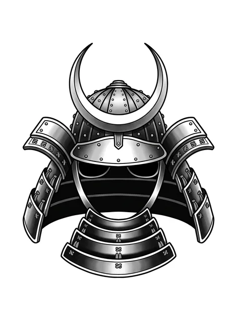 Black and grey illustrative samurai tattoo design