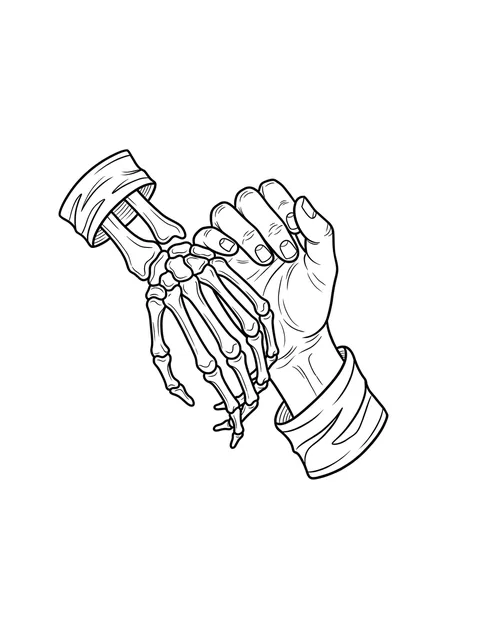 Black and white illustrative skeleton and santa muerte tattoo design