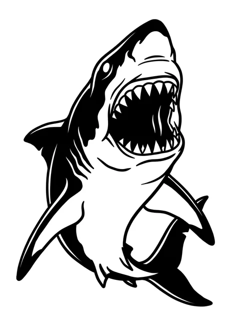 Black and white illustrative shark tattoo design