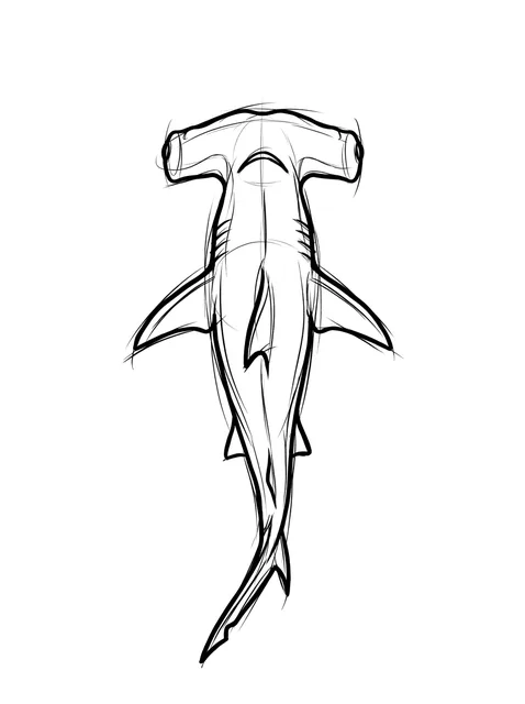 illustrative Shark tattoo design, black and grey