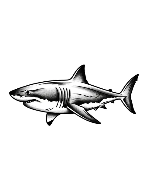 illustrative Shark tattoo design, black and grey