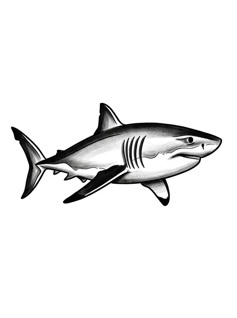 illustrative Shark tattoo design, black and grey