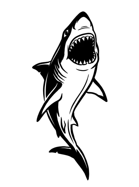 illustrative Shark tattoo design, black and grey