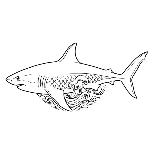 illustrative Shark tattoo design, black and grey