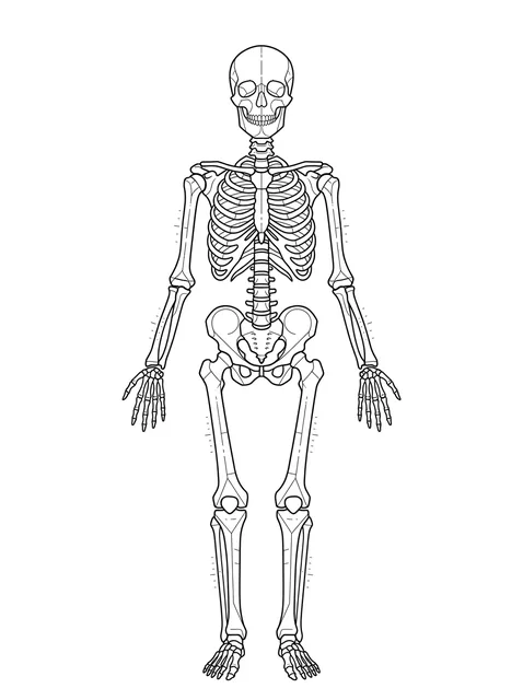Black and white illustrative skeleton tattoo design