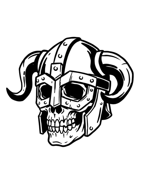 illustrative Skull tattoo design, black and grey