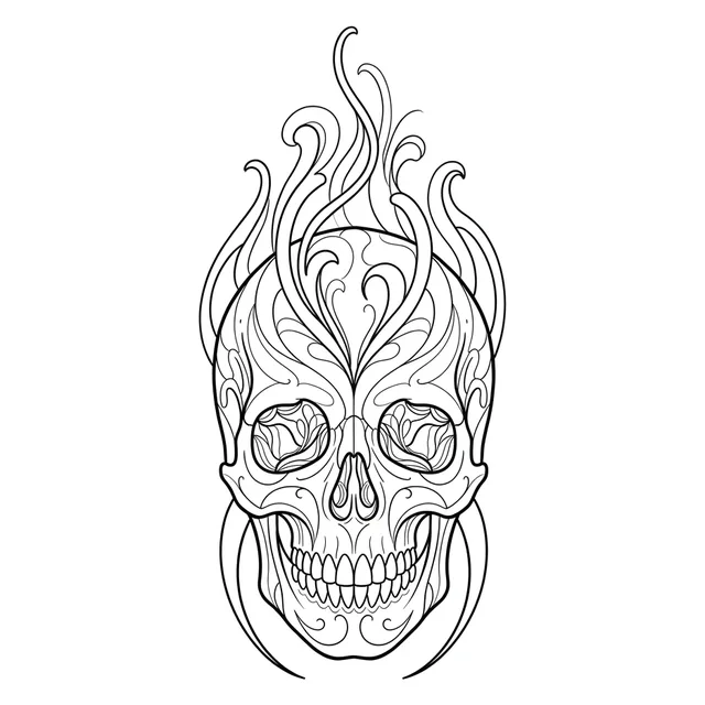 illustrative Skull tattoo design, black and grey