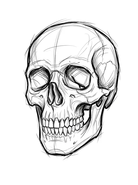 illustrative Skull tattoo design, black and grey