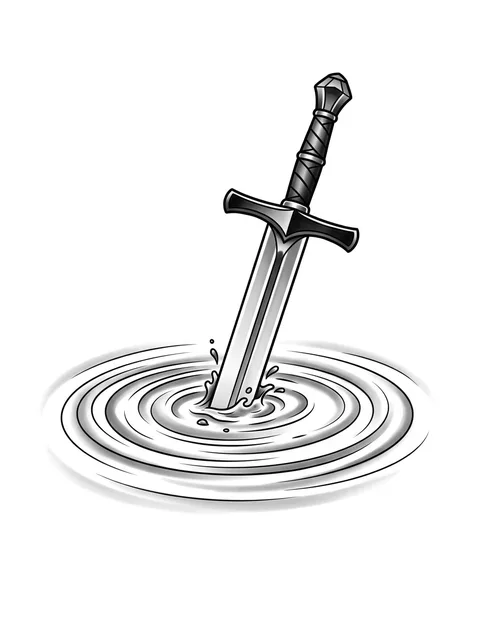 Black and grey illustrative sword tattoo design