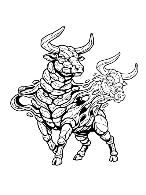 Black and grey illustrative taurus and bull tattoo design