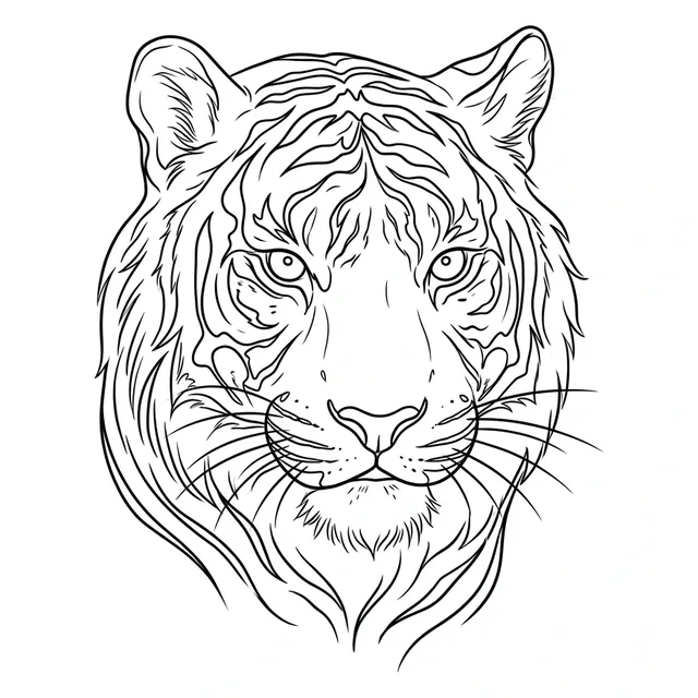 illustrative Tiger tattoo design, black and grey