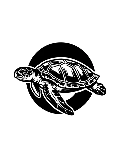 Black and white illustrative turtle tattoo design: a sea turtle