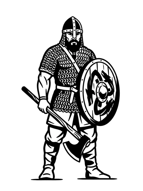 Black and grey illustrative viking tattoo design
