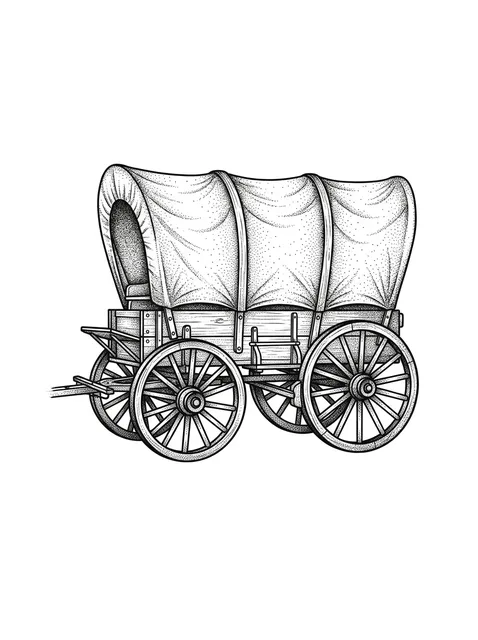 Black and grey illustrative western and covered wagon tattoo design