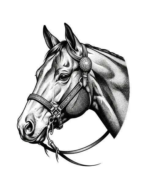 Black and grey illustrative western and horse tattoo design