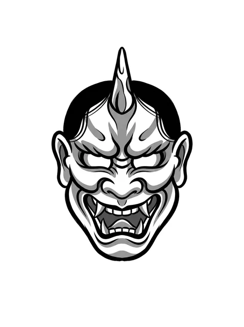 Black and grey irezumi demon tattoo design