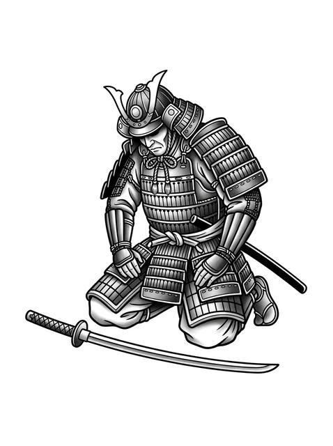 Black and grey irezumi samurai tattoo design