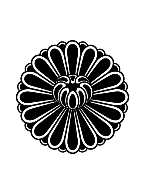 Black and white Japanese chrysanthemum tattoo design