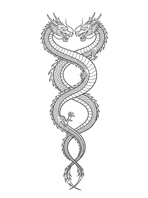 Black and white Japanese dragon tattoo design