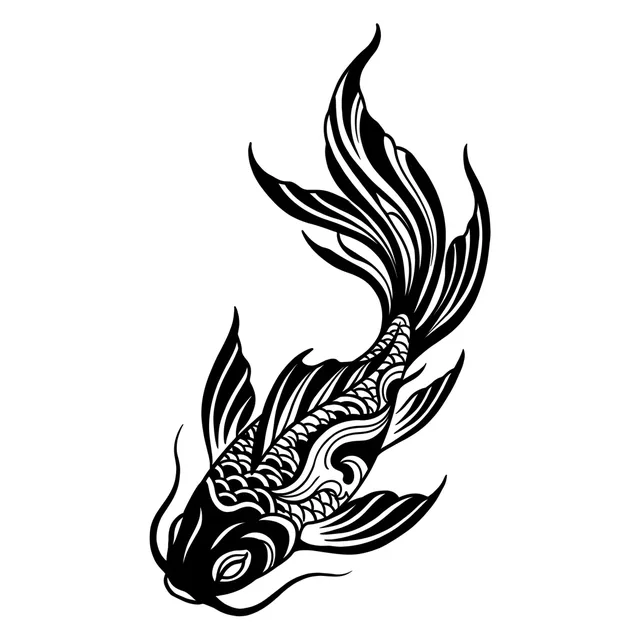 Black and grey Japanese fish and koi tattoo design