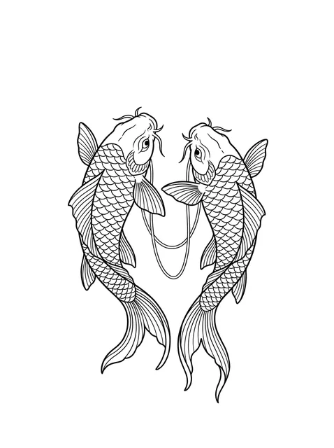 Black and grey Japanese fish and koi tattoo design
