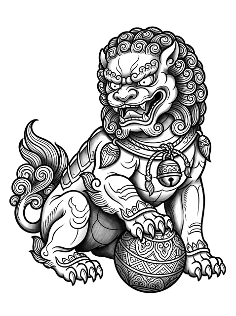 Black and grey Japanese leo and lion tattoo design