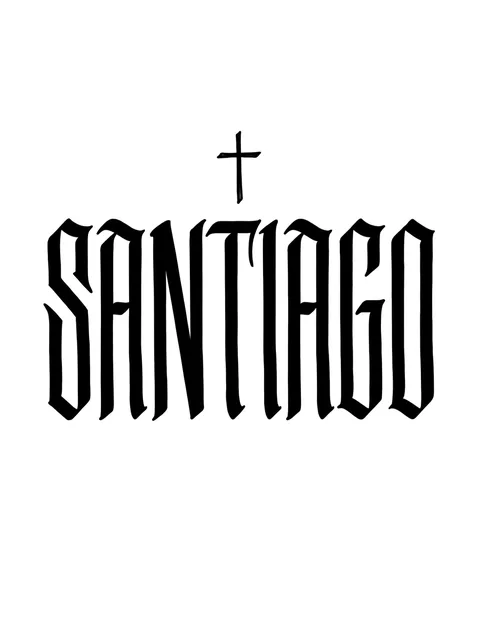 Black and grey lettering name and cross tattoo design
