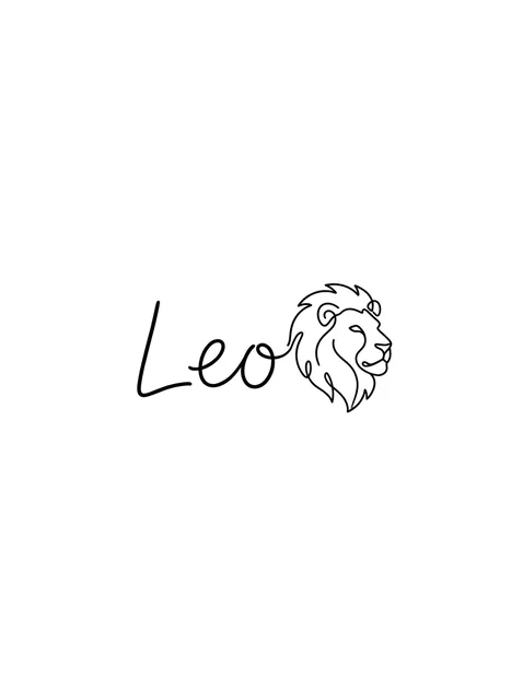 Black and grey lettering name and lion tattoo design: a lion's head with a curling mane