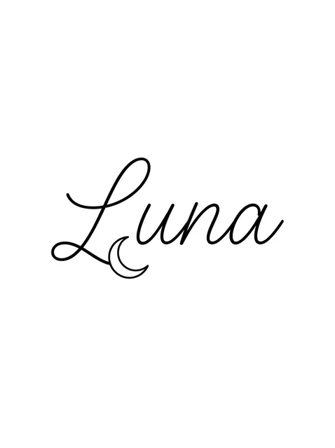 Black and grey lettering name and moon tattoo design