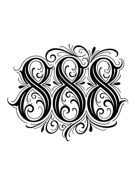 Black and grey lettering number tattoo design
