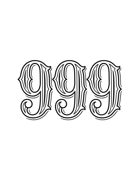 Black and grey lettering number tattoo design
