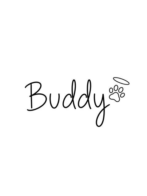 Black and grey lettering name and rip tattoo design: a halo floating above it