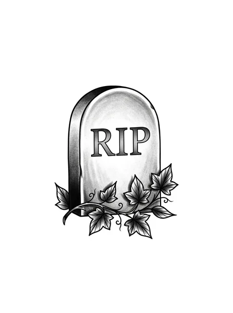 Black and grey lettering rip and vine tattoo design