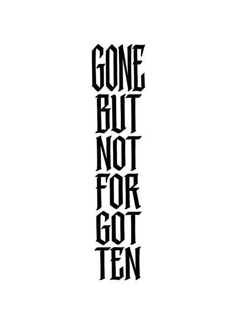 Black and grey lettering rip tattoo design