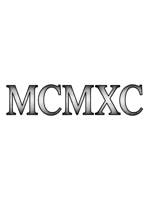 Black and grey lettering roman numerals tattoo design