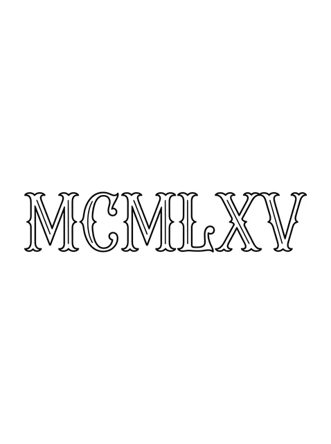 Black and grey lettering roman numerals tattoo design