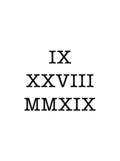 Black and grey lettering roman numerals tattoo design