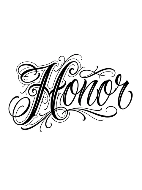 Black and grey lettering script tattoo design