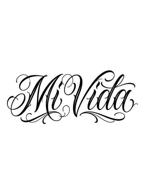 Black and grey lettering script tattoo design