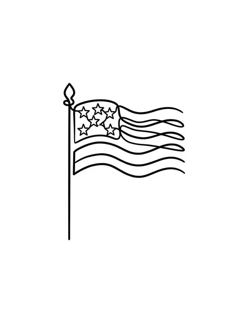 Black and white linework american flag tattoo design, outline stencil