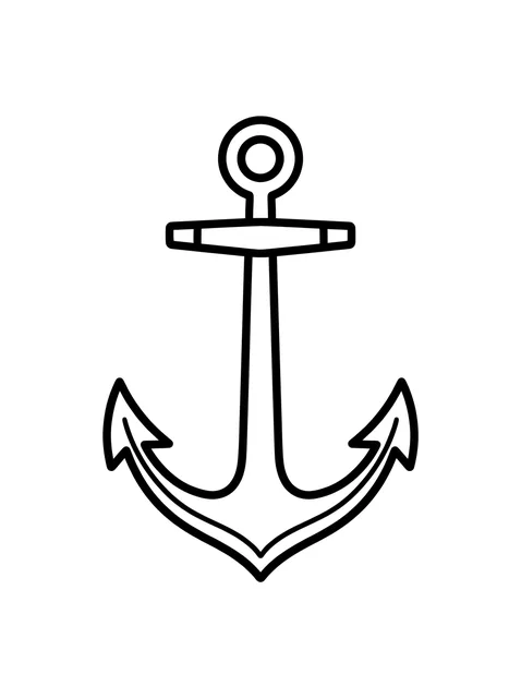 Black and white linework anchor tattoo design, outline stencil: a classic anchor