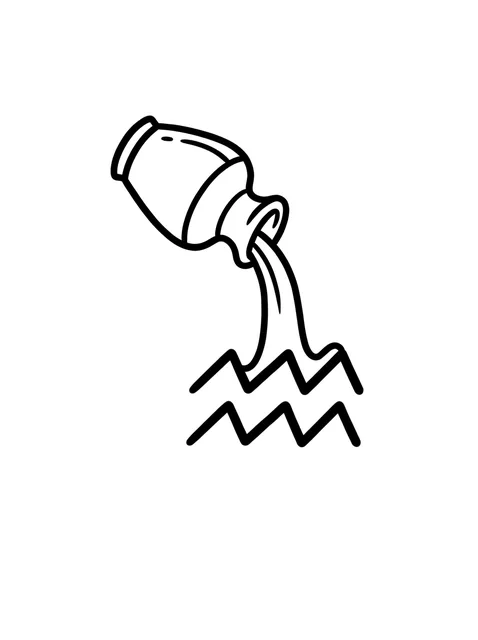 Tattoo-Vorlage mit dem Sternzeichen Wassermann, Stil: Linework, in Schwarz-Grau