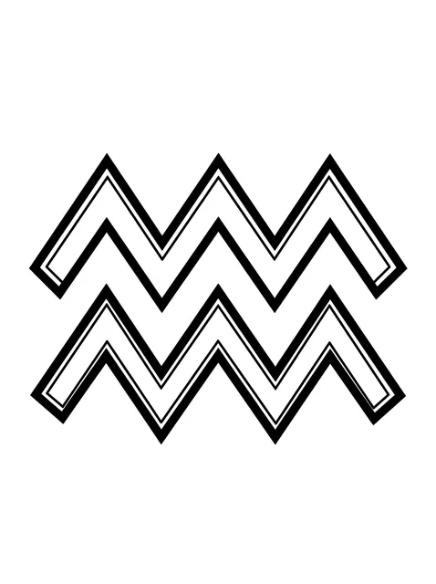 Black and white linework aquarius tattoo design, outline stencil