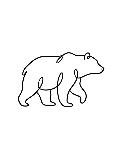 Black and white linework bear tattoo design, outline stencil